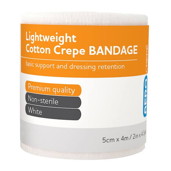 12 Pack Light Cotton Crepe Bandages 5cm x 4m - Breathable First Aid Wrap for Sprains, Sports Injuries & Wound Care