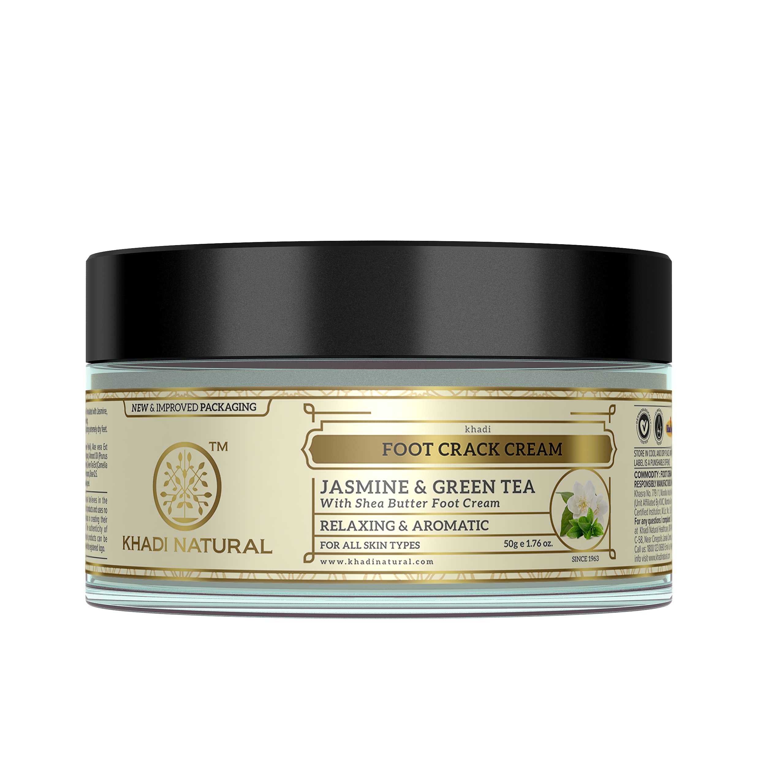 Khadi Natural Jasmine & Green Tea Herbal Foot Crack Cream for Dry Cracked Heels – Moisturizing & Antiseptic Treatment for Foot Problems – 50g | Perfect for Pedicures, At-Home Foot Care & Cracked Heel Relief