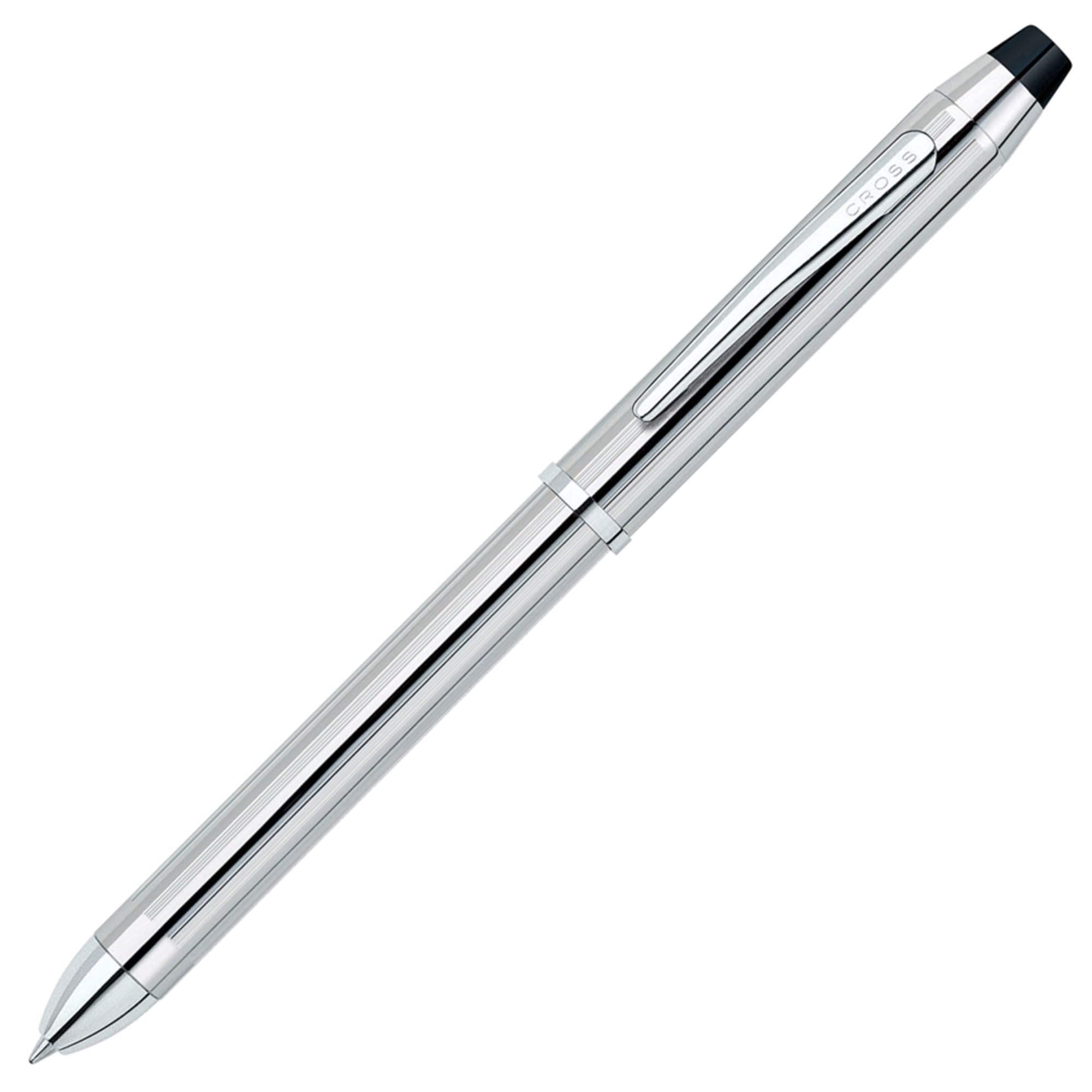 CROSS Tech 3+ Multifunctional Pen - 3-in-1 Ballpoint Pen, Mechanical Pencil & Stylus with Eraser Cap - Premium Glossy Chrome Finish - Perfect for Office, School & Digital Note-Taking