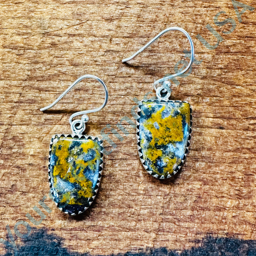 Sterling Silver Mustard Agate & Jasper Dangle Earrings for Women - Handmade Boho Chic Jewelry for Casual Wear, Parties & Gifts