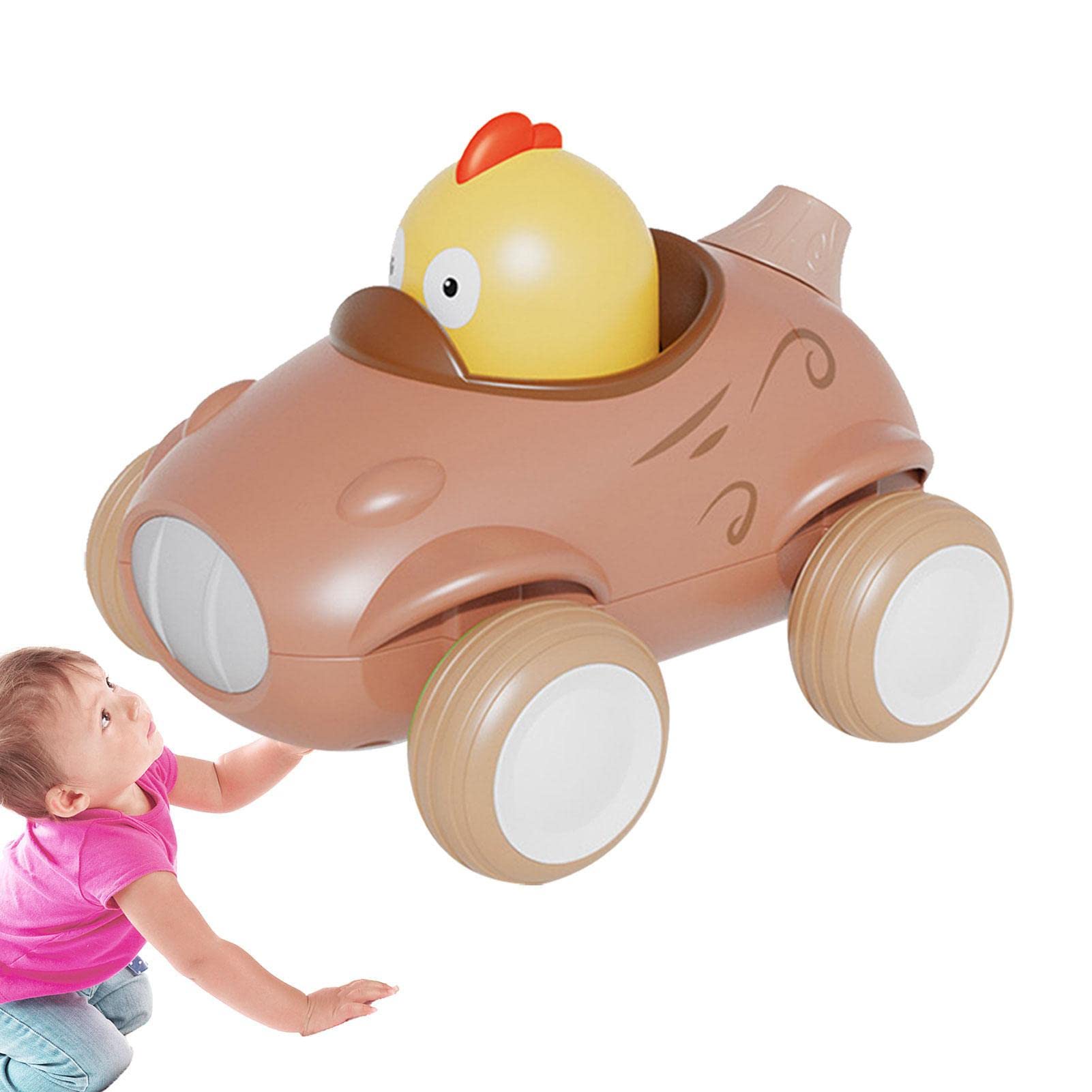 TOSIER Toddler Car Toys with Lights & Sounds | Inertia Push & Pull Vehicles for Kids & Pets - Fun Learning & Interactive Play for Indoor & Outdoor Activities