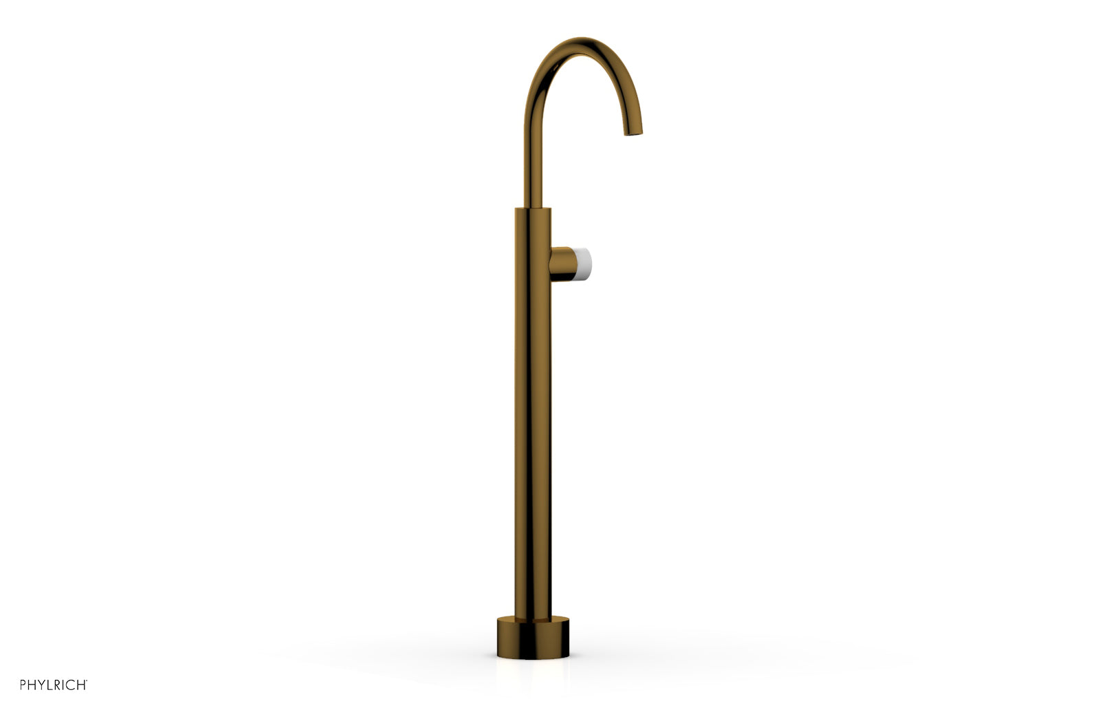 BASIC II Low Floor Mount Tub Filler with White Marble Handle - Model 230 47 04 - Perfect for Modern Bathroom Renovations and Spa-Like Bathtub Installations