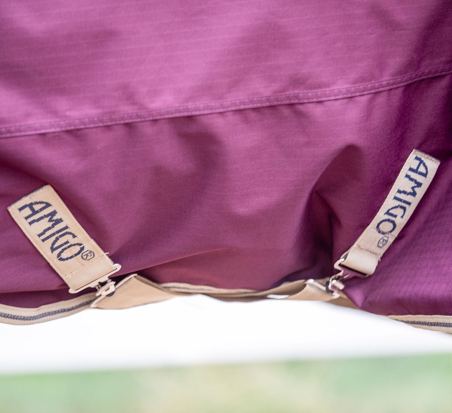 Amigo Hero Ripstop Plus Turnout Horse Blanket - Fig/Navy - Waterproof & Breathable Stable Sheet for Winter Riding & Turnout Protection