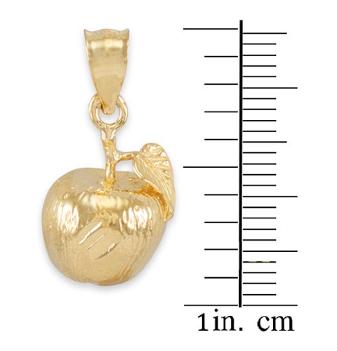 10K Yellow Gold Leaf & Fruit Charm Necklace - Elegant Apple Pendant for Women | Trendy High Polish Jewelry Gift for Birthday, Anniversary & Special Occasions