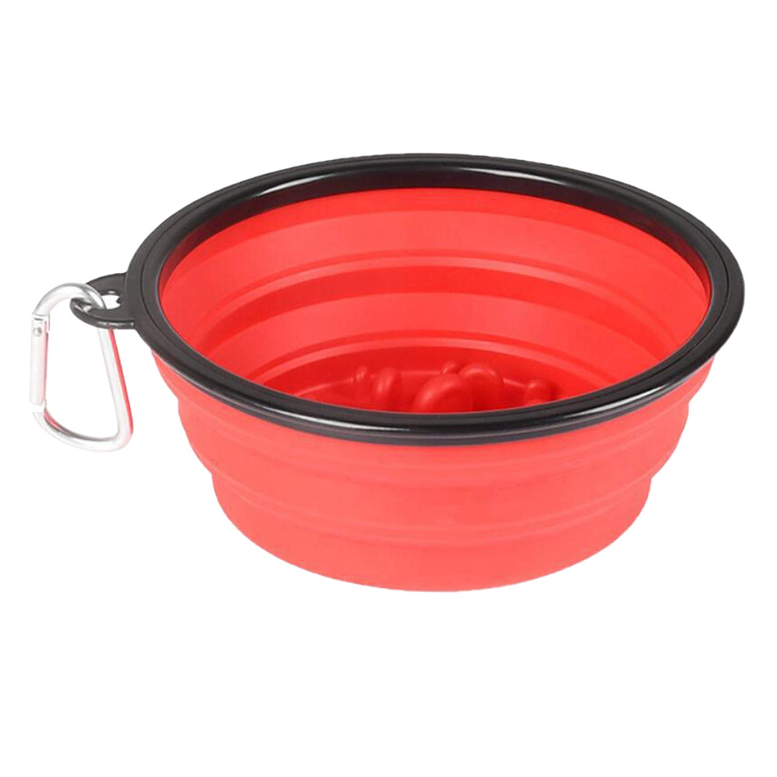 Slow Feeder Dog Bowl Collapsible Pet Food Dish - Anti-Gulping Cat Water Bowl for Fast Eaters - Portable Travel Feeding Solution for Dogs & Cats at Home or Outdoors