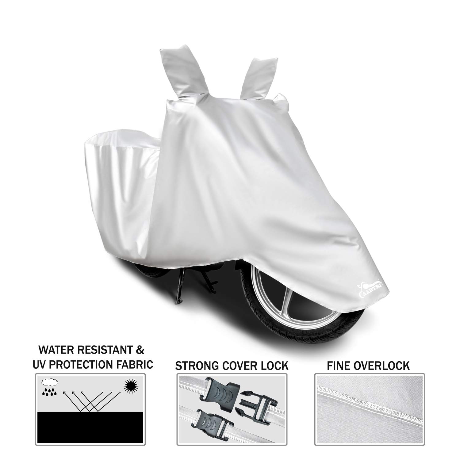 AARTRI Waterproof & Dustproof Full Bike Cover for Hero Pleasure Plus BS6 Scooter - Silver Matte Finish | Outdoor & Indoor Motorcycle Protection for Rain, Sun & Dust