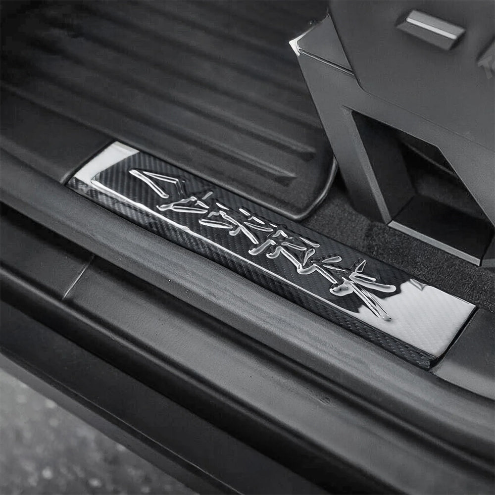 Premium Real Carbon Fiber Door Sill Protectors for Tesla Cybertruck | Scratch-Resistant, Durable & Stylish Interior Upgrade | Perfect for Off-Roading, Urban Commuting & Car Shows