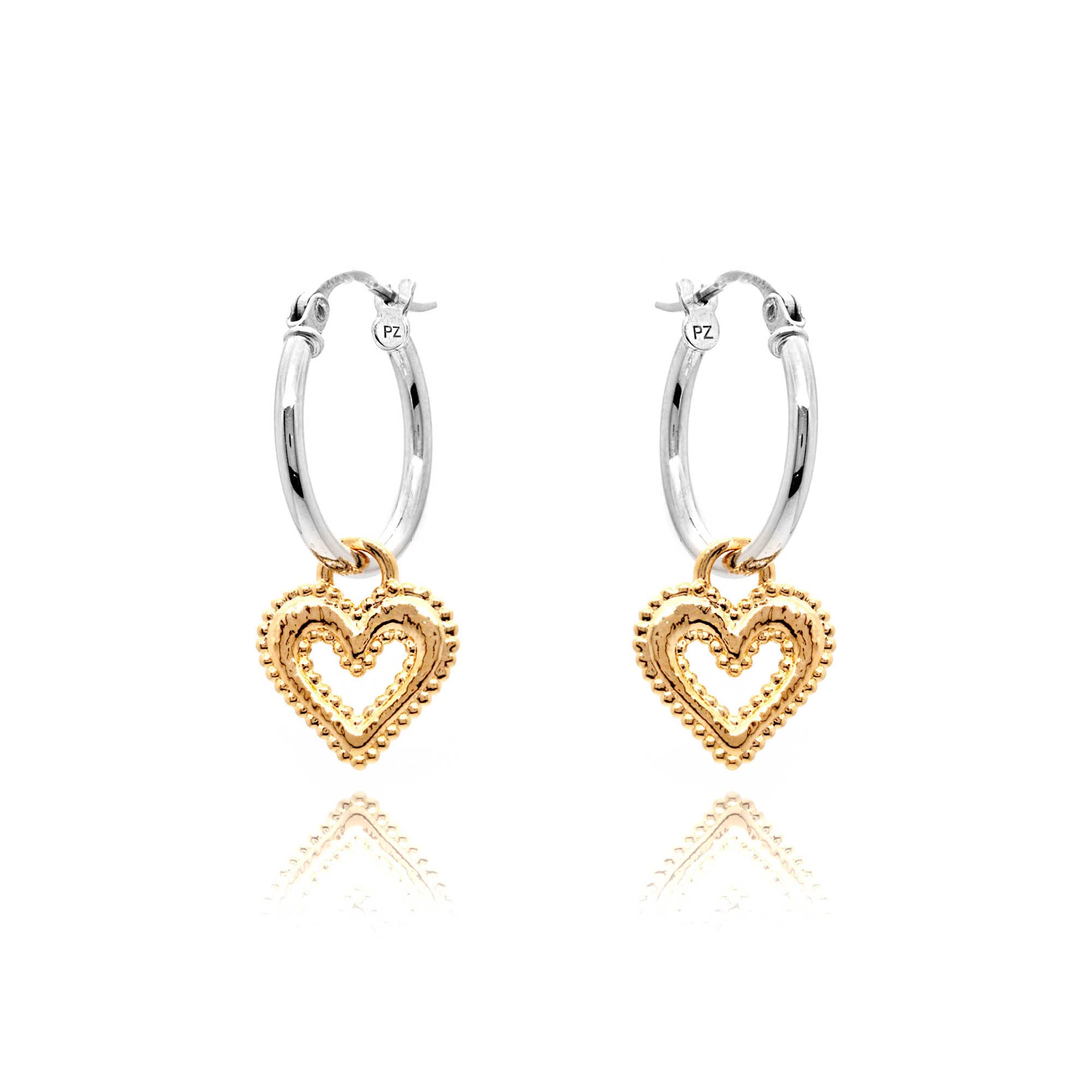 925 Sterling Silver Heart Hoop Earrings with Heart Charm - Hypoallergenic Dainty Hoops for Women & Girls | Trendy Gold/Rose Gold/Silver Jewelry by Paz Creations | Perfect for Valentine's Day, Date Night & Everyday Wear