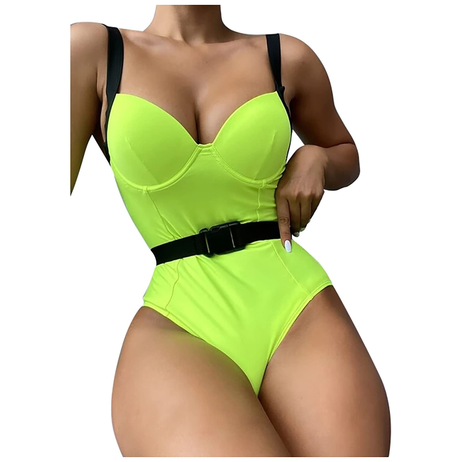 Women's One-Piece Swimsuit - Push Up High Waist Bathing Suit with Wrap Design, Solid Color Training Swimwear for Women | Perfect for Beach Vacation, Pool Party & Water Aerobics