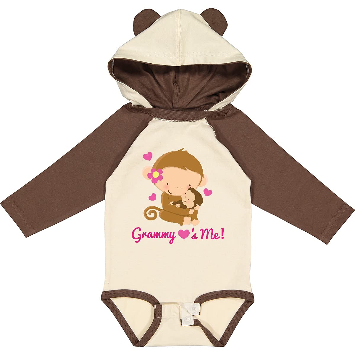 Inktastic Grammy Loves Me Monkey Baby Long Sleeve Bodysuit - Soft Cotton Creeper for Infants & Toddlers - Perfect for Family Photos, Holidays & Everyday Wear