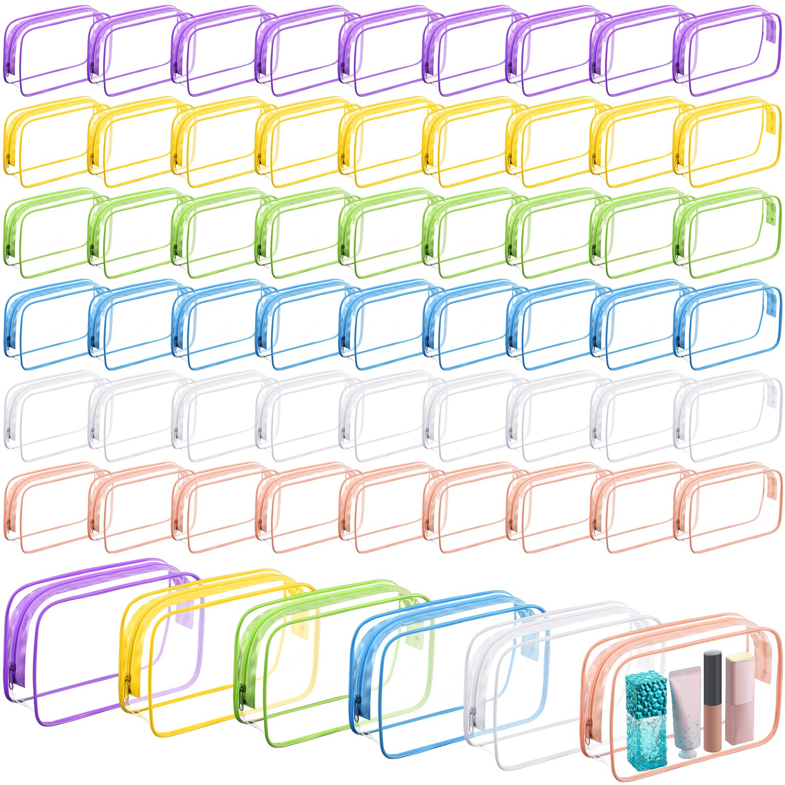 TSA Approved Clear Toiletry Bag 60 Pcs - Travel Cosmetic Organizer for Women & Men, Perfect for Vacation & Air Travel