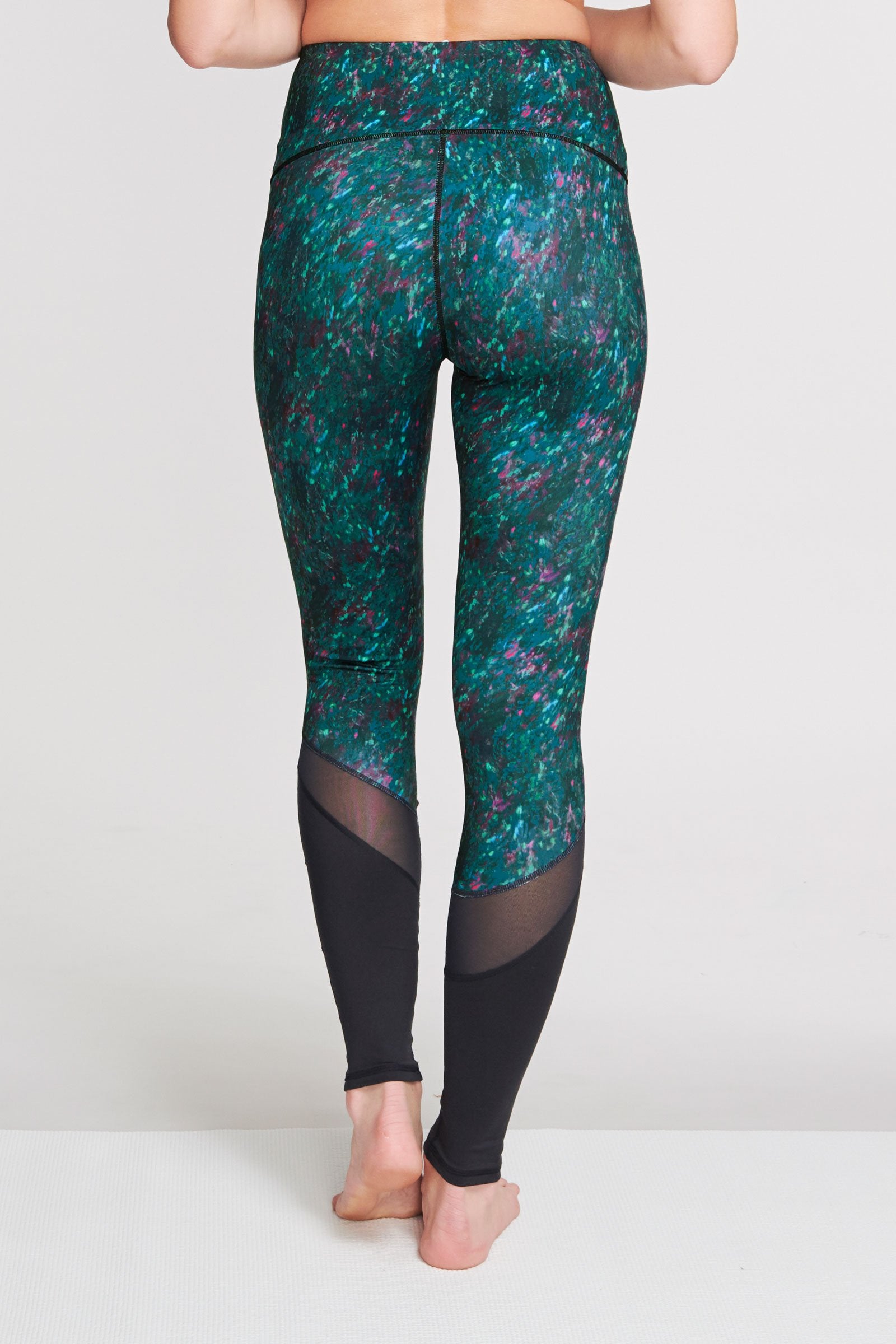 High Waisted Slimming Full Length Leggings for Women - Moving Waters Green - Yoga, Running, Workout & Everyday Wear