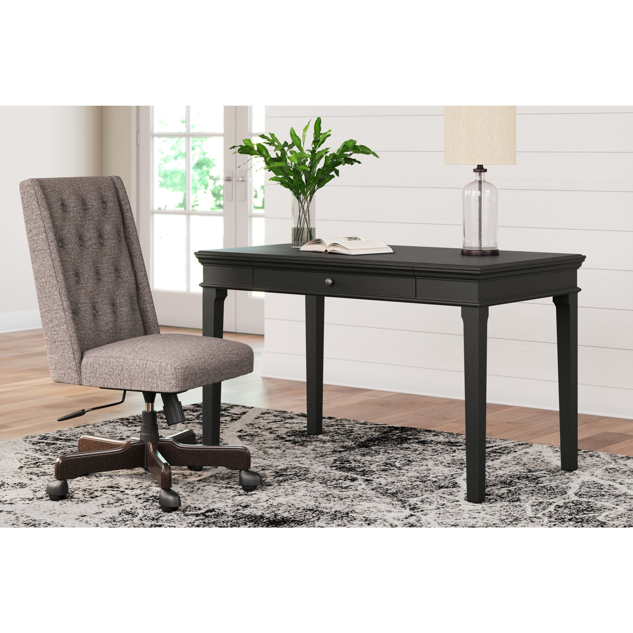 Beckincreek Black Office Desk - Modern Writing Desk for Home & Office Workspace, Study, and Computer Use