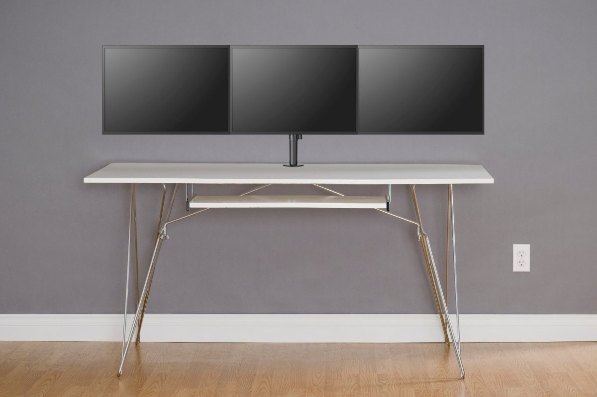 Brateck Triple Monitor Stand - Heavy Duty Steel Articulating Arm for 3 Screens, Adjustable Ergonomic Desk Mount with Double Joint for Home & Office Workspace