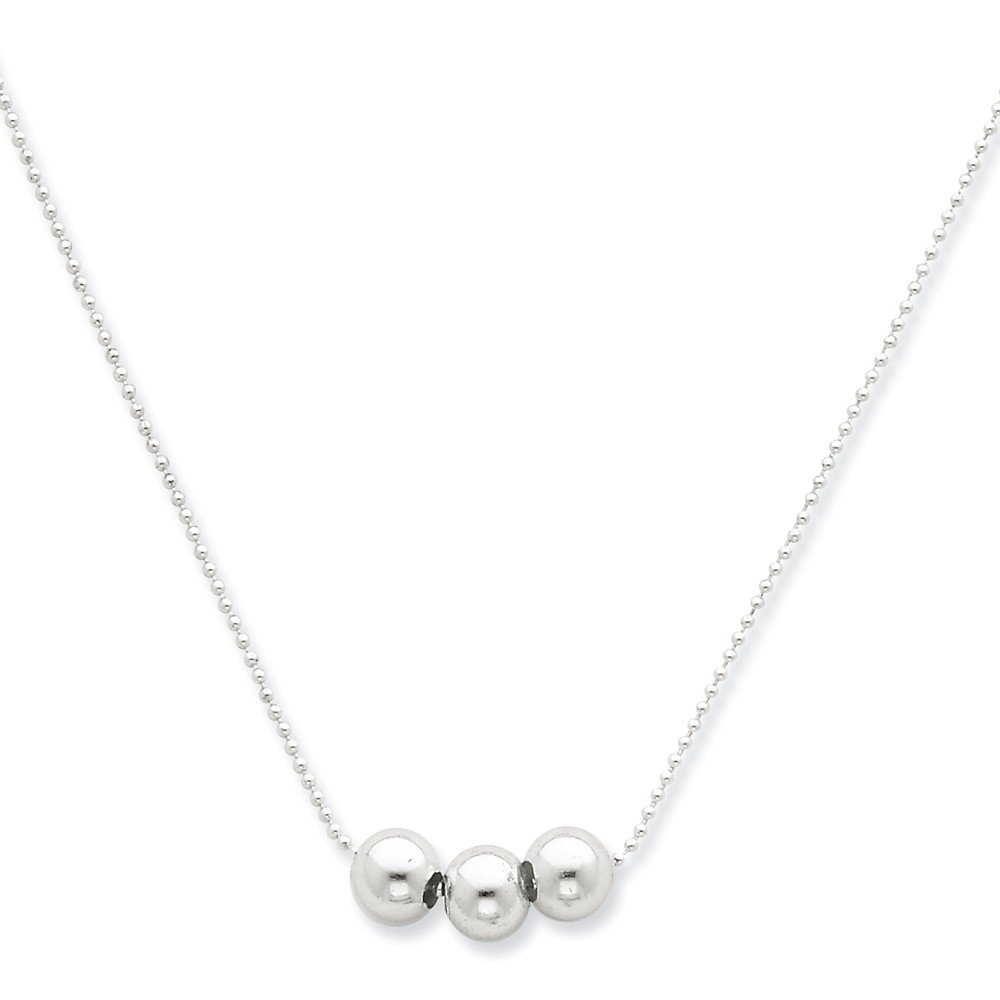 Elegant Sterling Silver Polished 3 Bead Necklace for Women - Perfect for Weddings, Parties & Everyday Wear