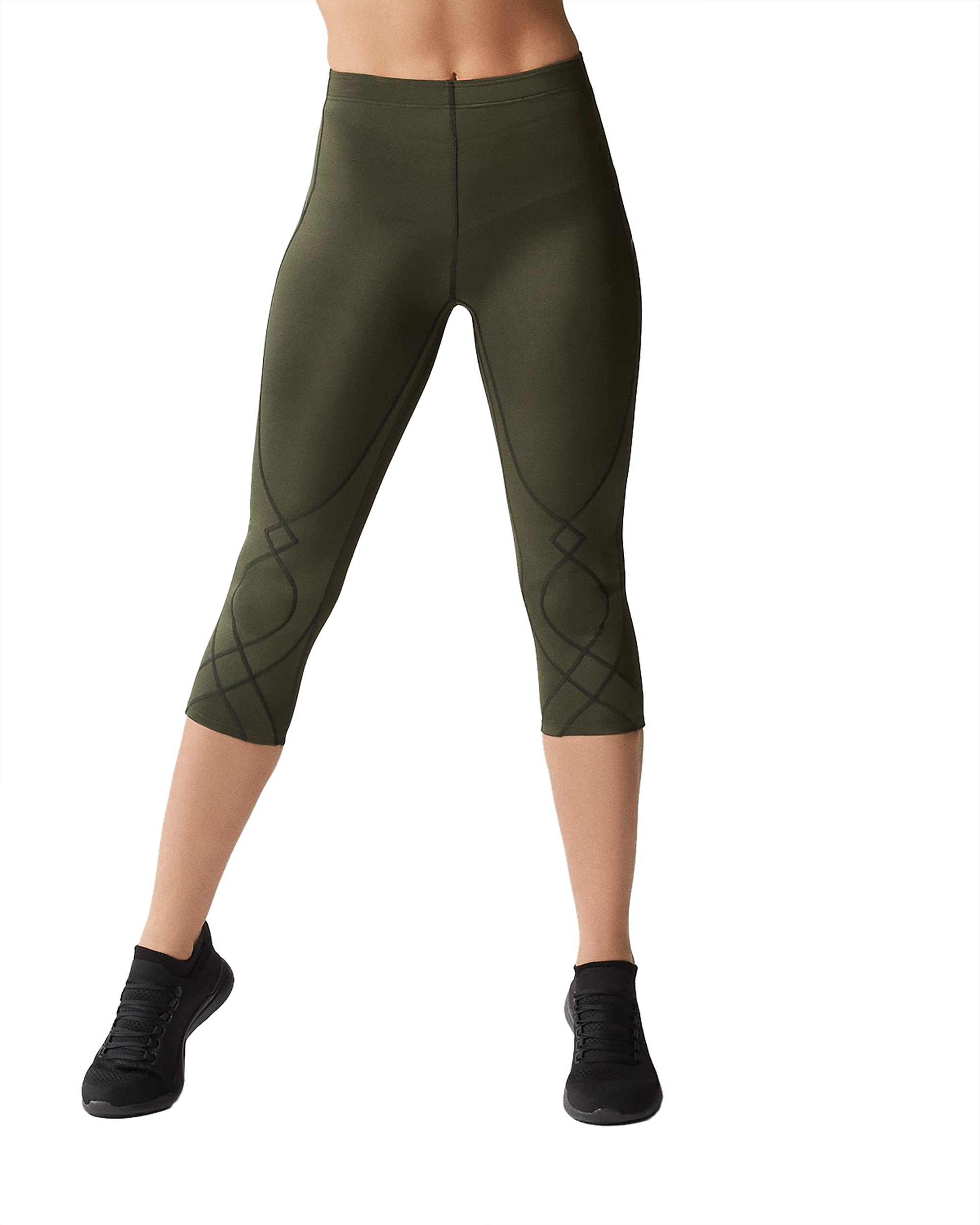 CW-X Women's Stabilyx Joint Support 3/4 Capri Compression Tight Pants for Running, Yoga & Workouts - Knee & Hip Support for Active Women