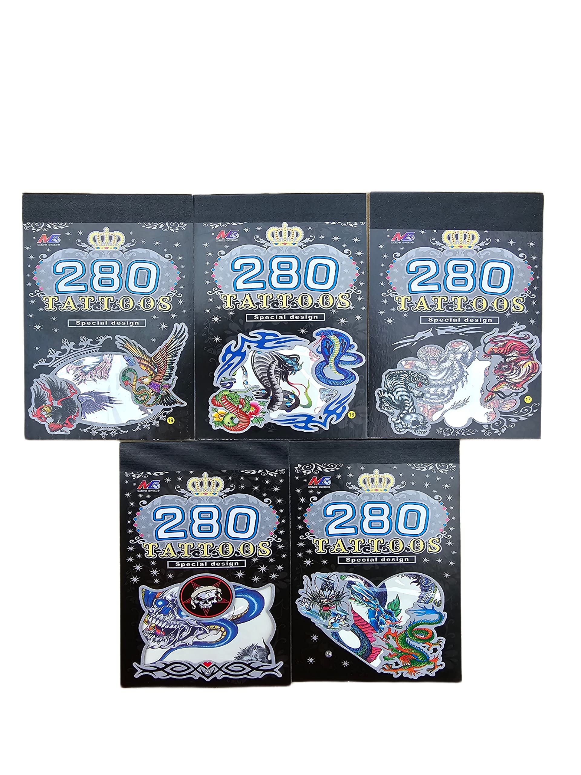 GNR Pack of 5 Temporary Tattoos for Boys - Random Fun Designs, Body Art Stickers for Kids Parties, Birthday Return Gifts, Halloween Costumes & Summer Camp Activities