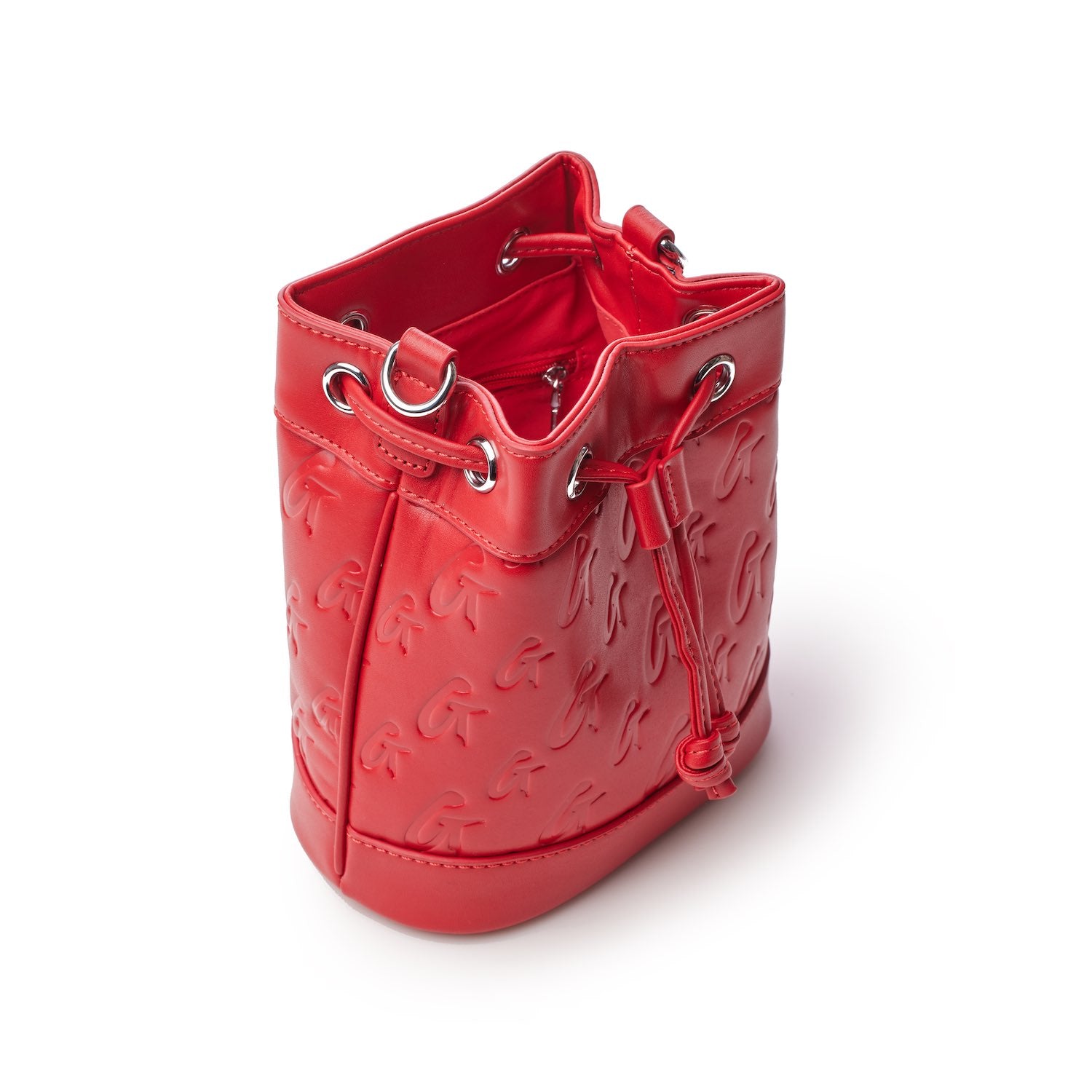MINI MONOGRAM BUCKET BAG - Stylish Red Leather Crossbody Purse for Women | Perfect for Travel, Shopping & Everyday Use