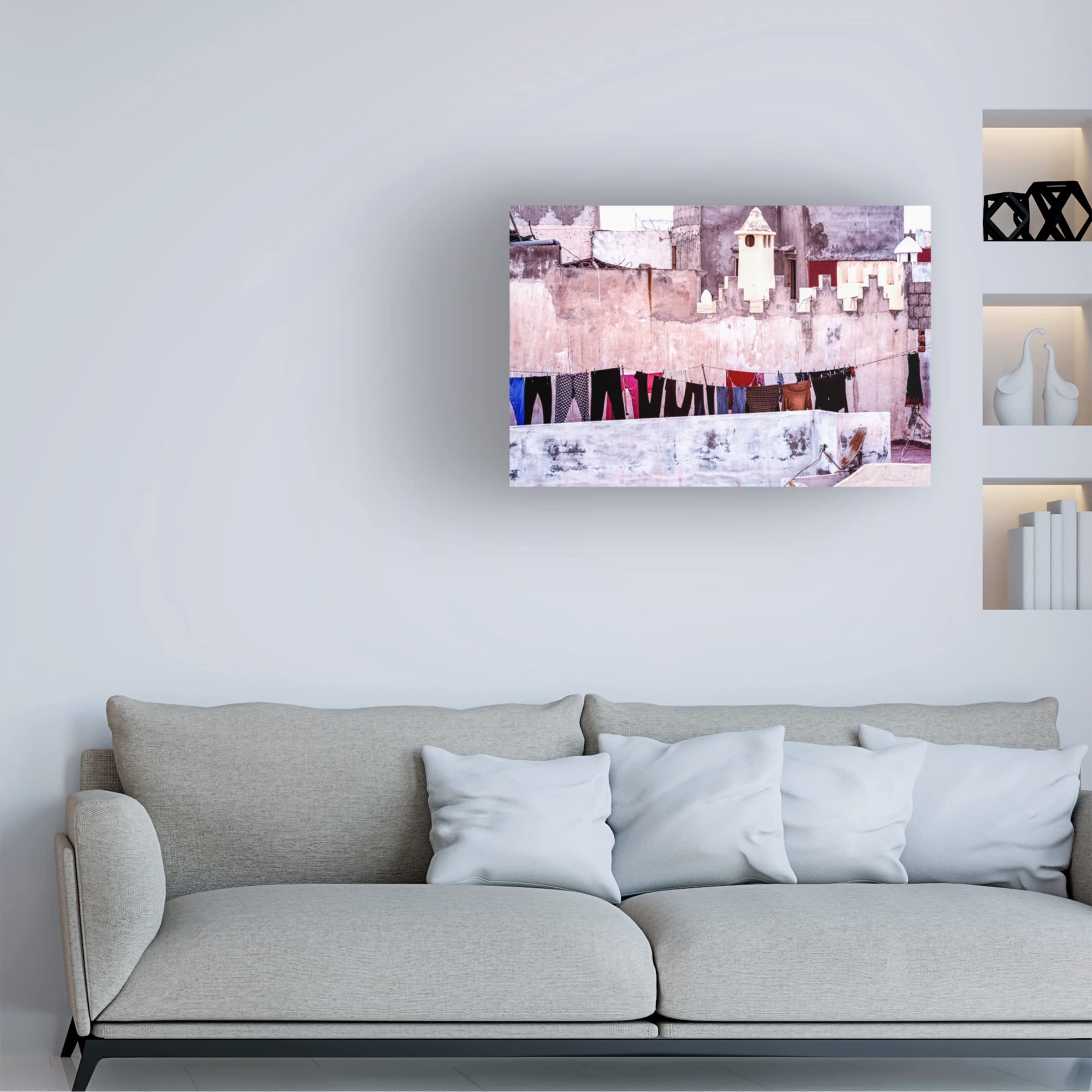 Trademark Fine Art 'Roofs' by Bego Amare - Premium Canvas Wall Art for Living Room, Bedroom & Office Decor - Modern Abstract Painting for Home & Commercial Spaces
