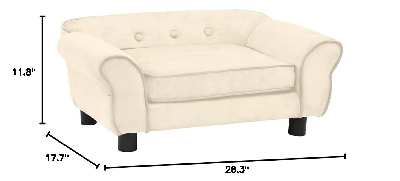 YAFF Washable Plush Dog Bed for Small Dogs & Cats - Soft Pet Sofa Bed with Removable Cushion Cover - 28.3