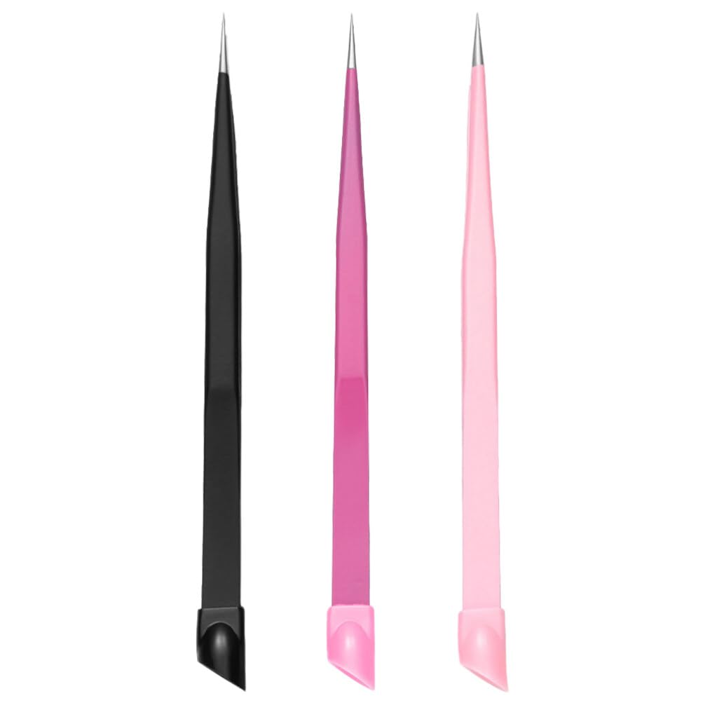 3-Piece Beads & Nail Art Tweezers Set - Pointed Tip Sticker & Brow Tweezers for Scrapbooking, DIY Nail Design, Jewelry Making & Eyebrow Grooming - Precision Tools for Crafting & Beauty Care