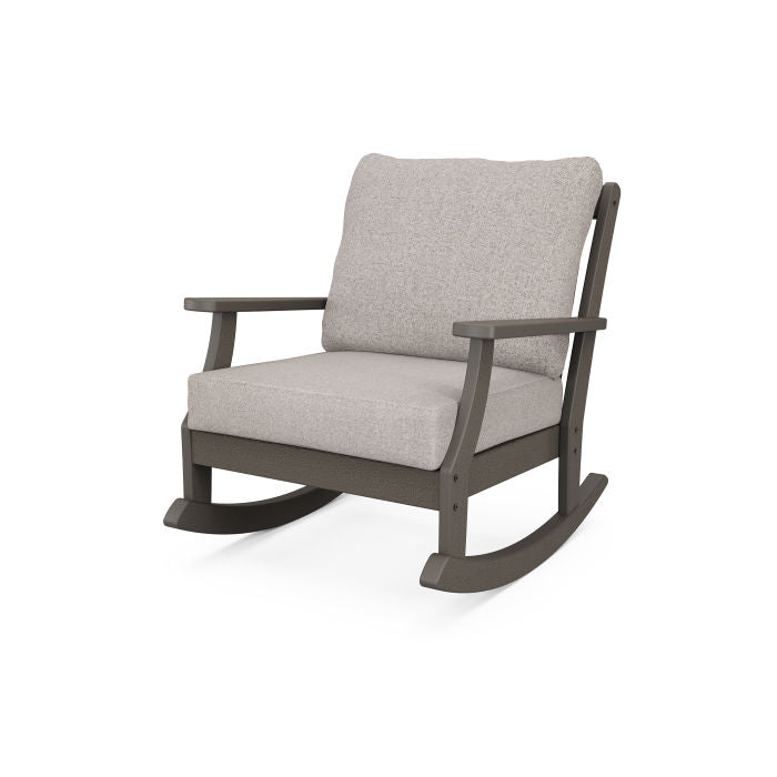 POLYWOOD Braxton Deep Seating Rocking Chair - All-Weather Wicker Outdoor Rocker with Cushions | Perfect for Patio, Deck, Poolside & Garden Relaxation