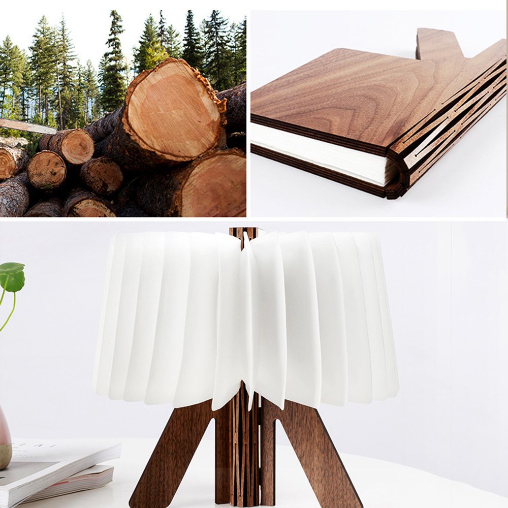 JIAN YA NA Wooden Book Lamp for Kids - Folding LED Night Light, R Shape Book Light, USB Rechargeable Desk & Wall Magnetic Lamp - Perfect for Bedtime Reading, Study, and Nursery Decor