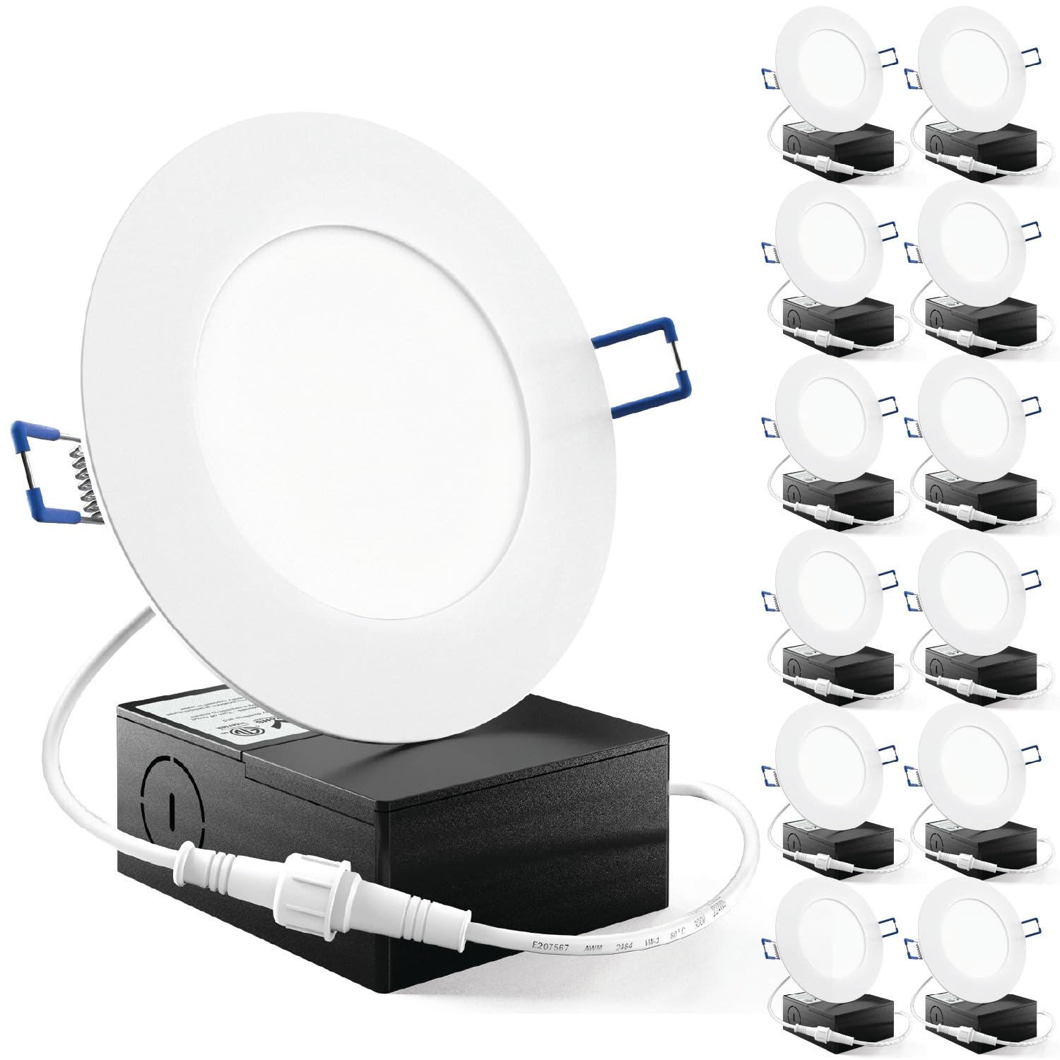 Sunco 12 Pack 4 Inch Ultra Thin LED Recessed Lights - Slim Canless Ceiling Lighting, 650LM 10W (60W Equivalent), 4000K Cool White, Dimmable, ETL Certified - Perfect for Kitchen, Bathroom, Hallway & Bedroom Lighting