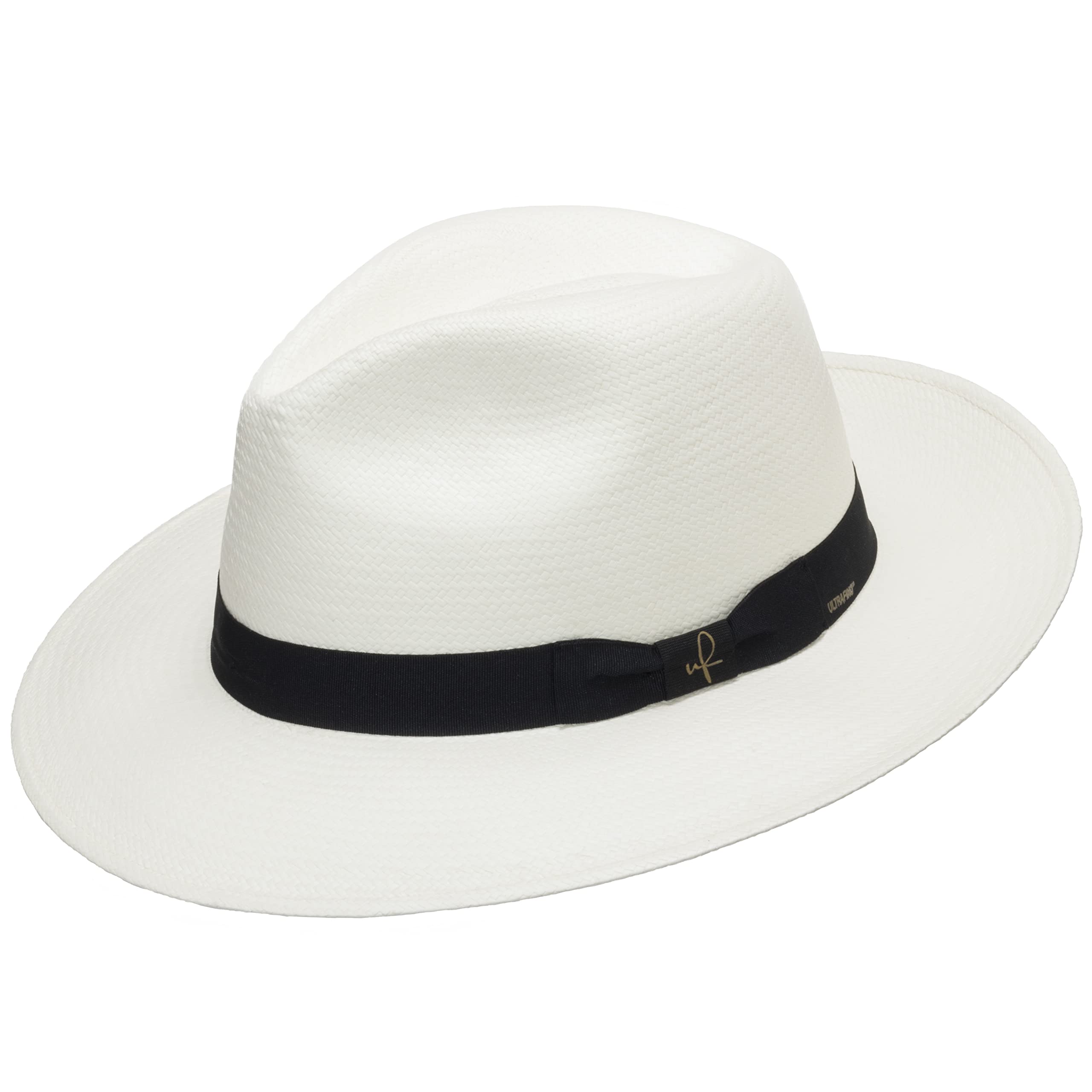 ULTRAFINO Authentic Classic Fedora Straw Panama Hat - Handwoven in Ecuador - Ivory - Perfect for Summer Beach, Garden Parties & Outdoor Events