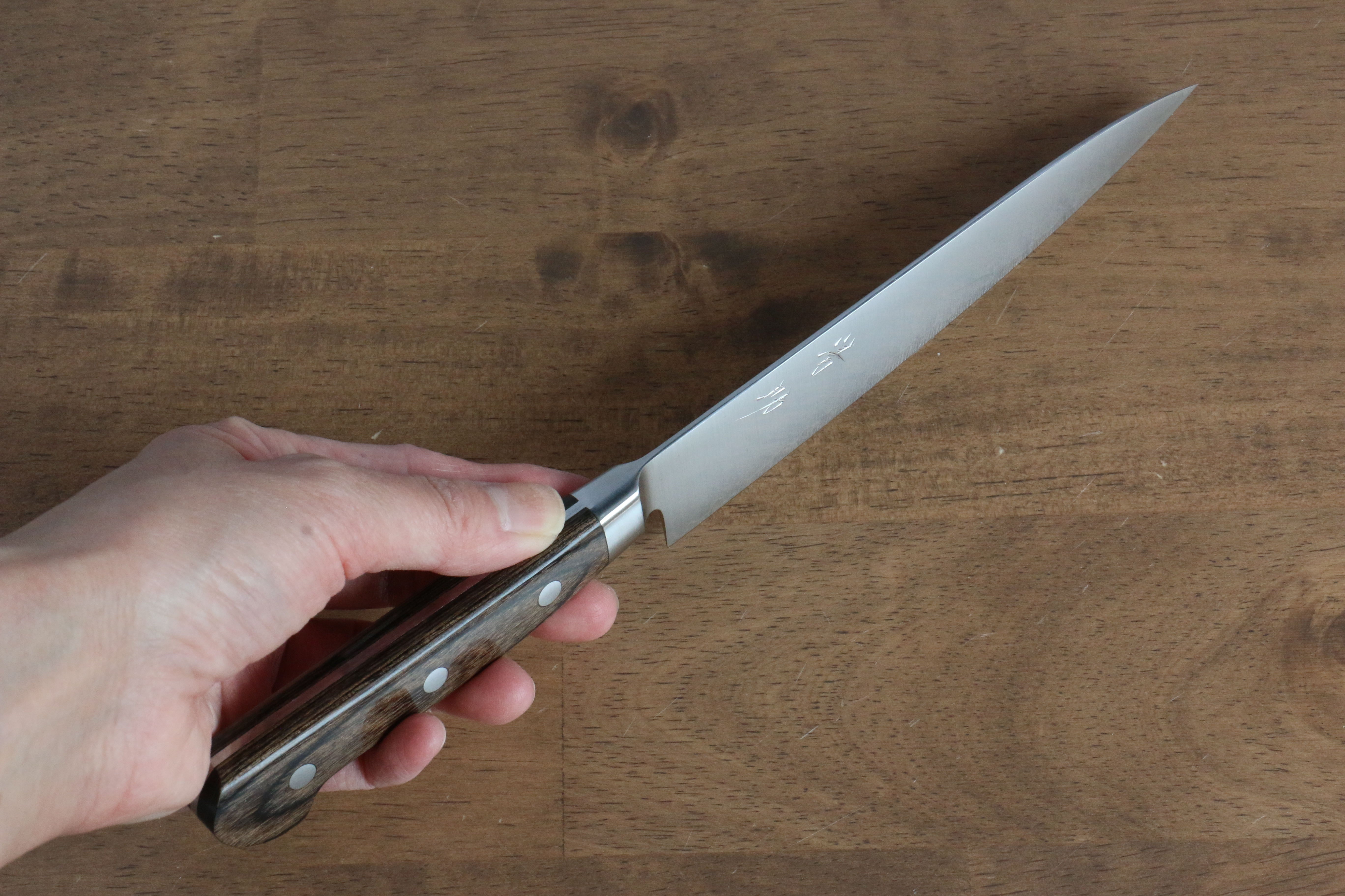 Premium Seisuke SG2 Petty Utility Knife 150mm - Japanese Stainless Steel Blade with Brown Pakkawood Handle - Perfect for Slicing, Chopping & Precision Kitchen Tasks