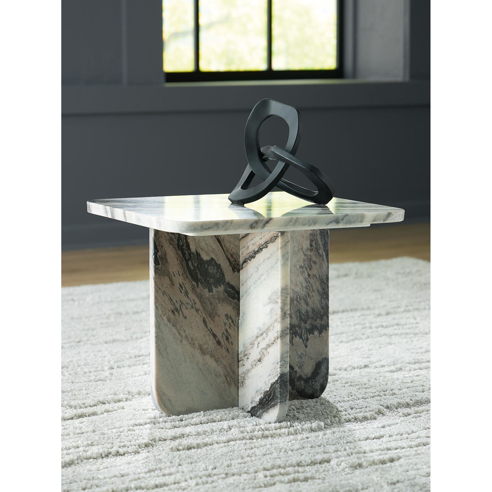 Baretton Accent Table - Modern Side Table for Living Room, Bedroom & Office - Black/White/Taupe Finish - Perfect for Home Decor & Small Space Furniture