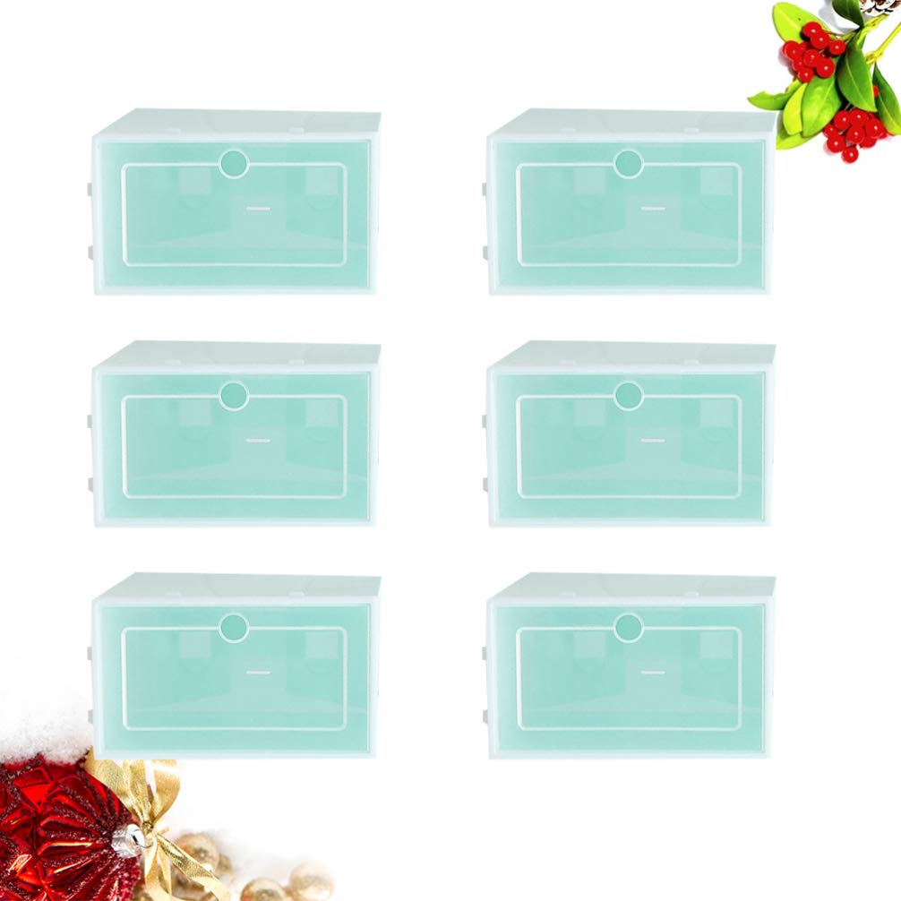 Foldable Clamshell Shoe Organizer - 6-Pack Sneaker Storage Box | Stackable Shoe Shelf for Closet, Entryway & Dorm Room | Space-Saving Shoe Container for Men & Women