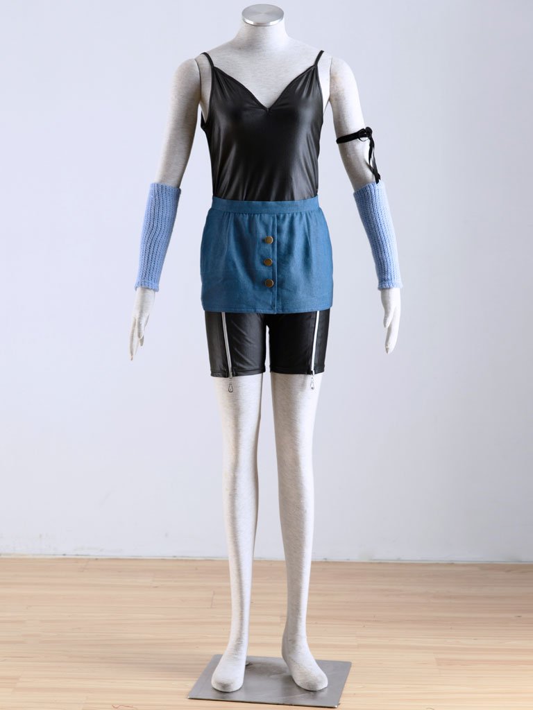Anime Game Cosplay Rinoa Black Wig & Blue Dress Suit for Women - Halloween Costume | Perfect for Cosplay Events, Halloween Parties, and Themed Gatherings