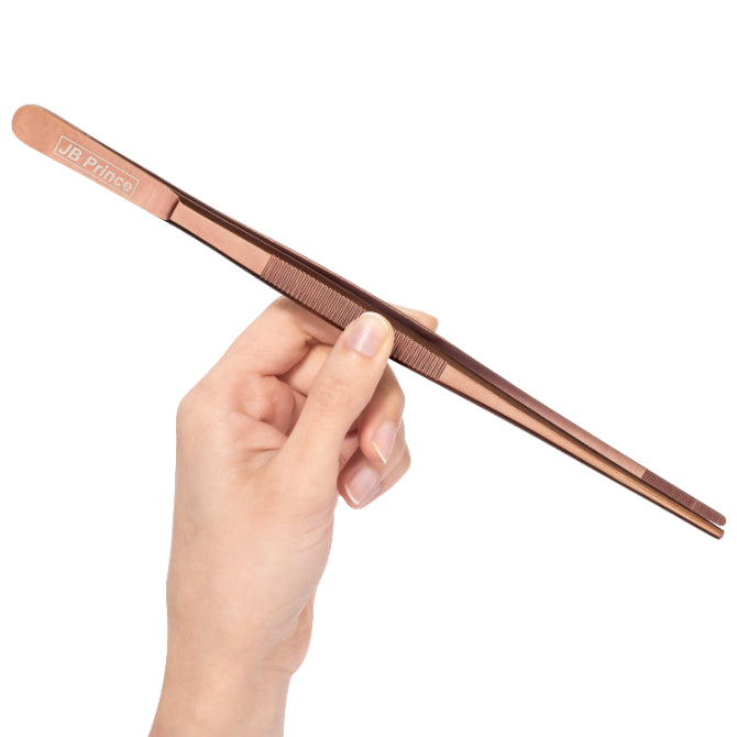 JB Prince 10 Inch Straight Tip Tweezers - Professional Stainless Steel Tweezers for Cooking, Baking, Sugar Art & Candy Making - Perfect Kitchen Tool for Chefs & Home Bakers