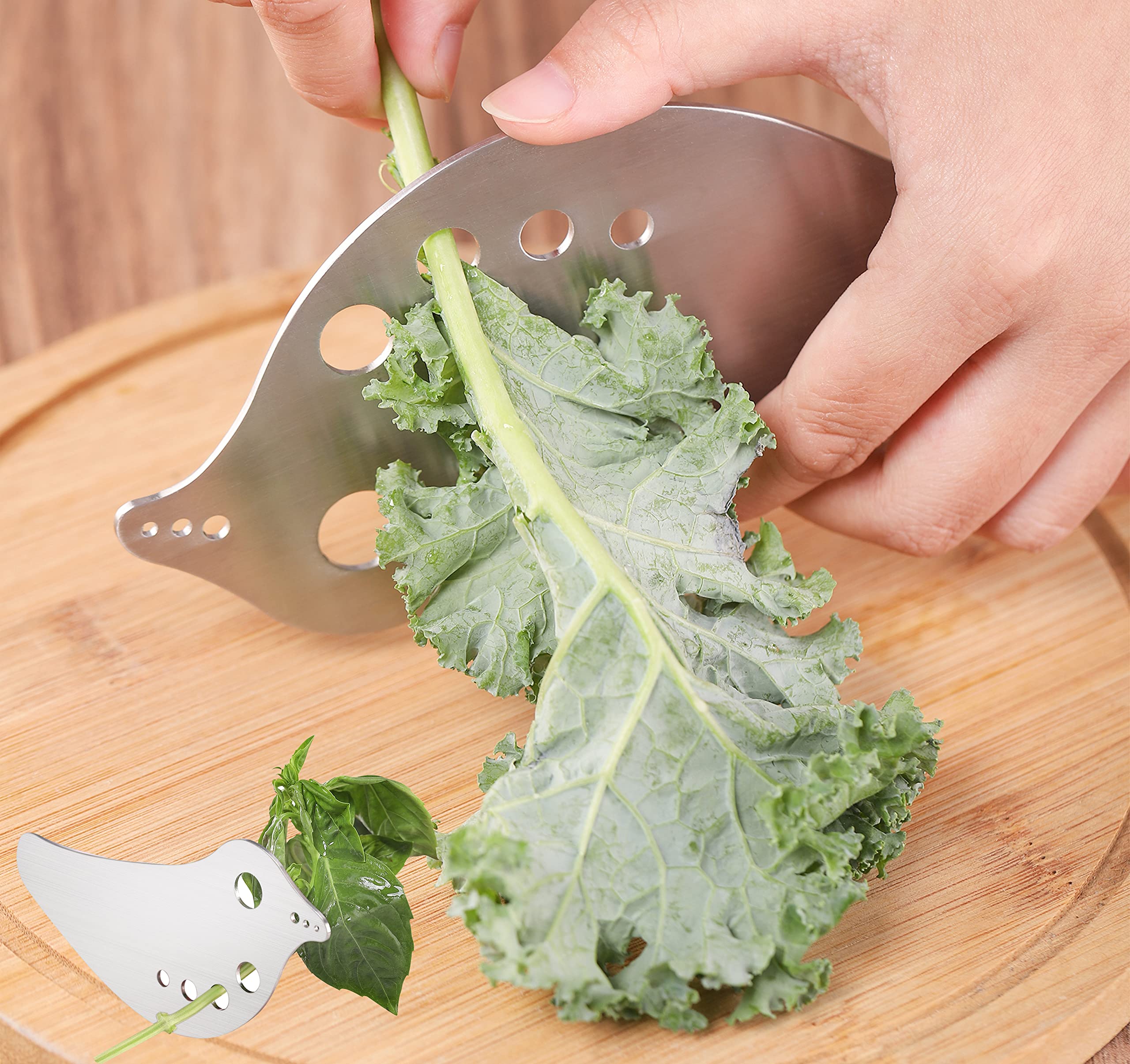 Stainless Steel Herb Stripper Tool - Kale, Chard, Collard Greens, Parsley, Thyme, Basil, Rosemary Peeler - Perfect for Fresh Herb Preparation & Cooking