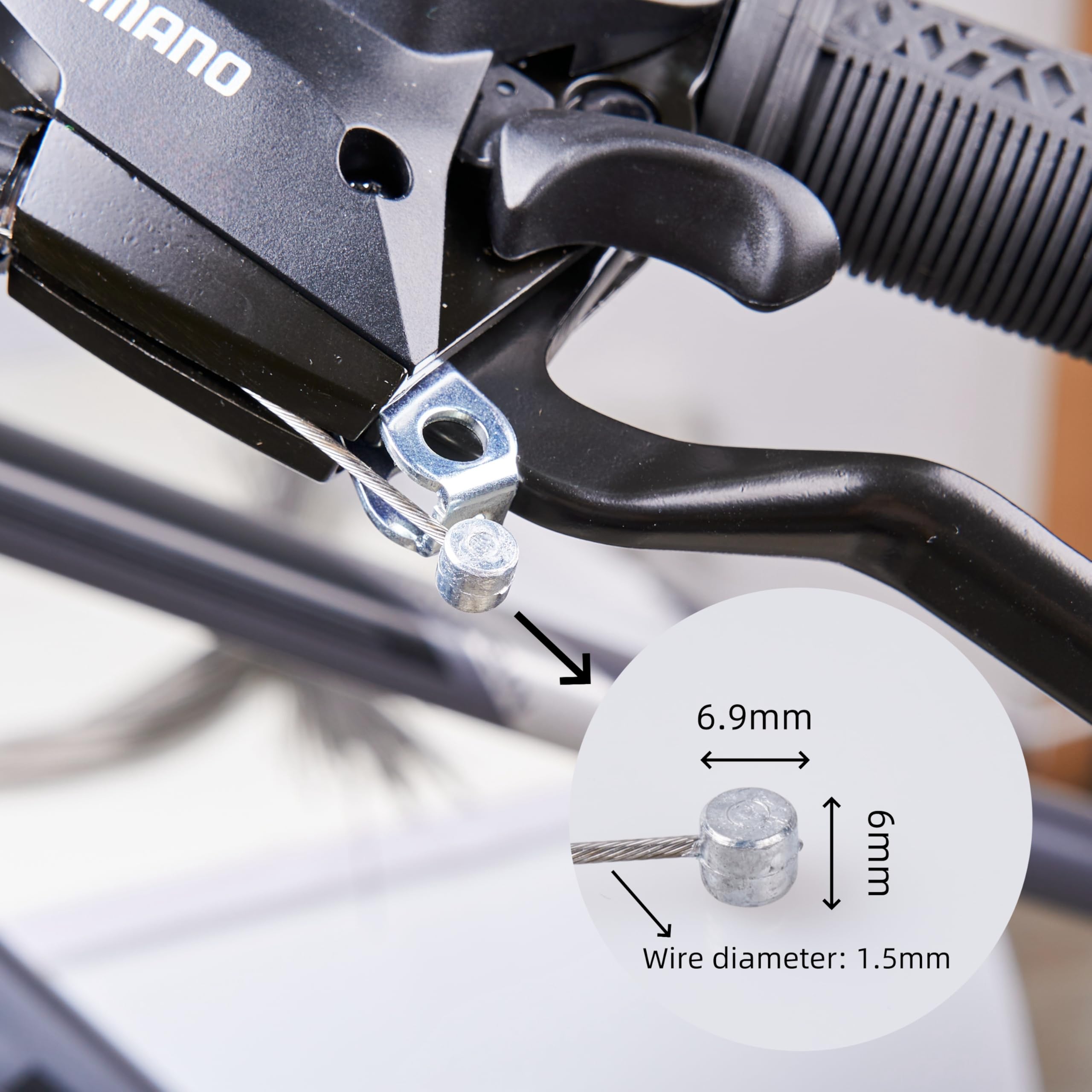 Premium Stainless Steel Bike Brake Cables Set for MTB & Road Bikes - 1.7M Length with Free Cable End Crimps Kit (4pcs) - Durable Brake Cord Core for Smooth Stopping - Perfect for Mountain Biking, Commuting & Road Cycling