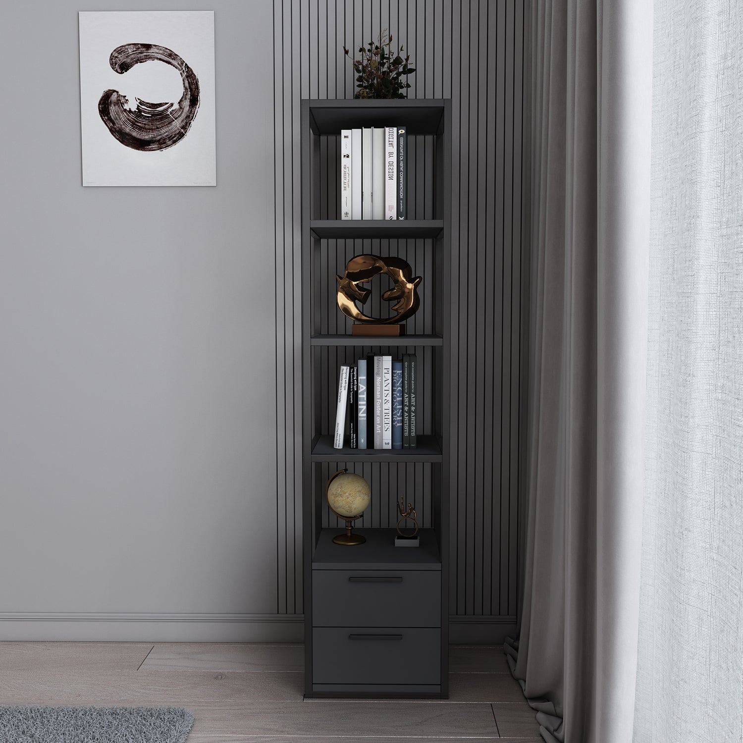 Stylish Robbins Bookcase - Modern Wooden Bookshelf for Home & Office Organization - Perfect for Living Room, Bedroom, and Study Room Decor