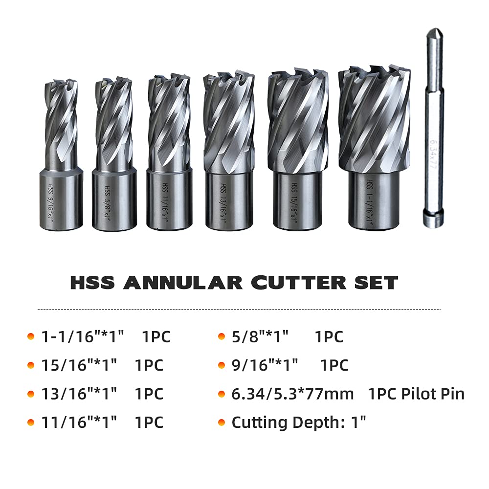 **M2AL HSS Annular Cutter Set - 6pcs, 3/4