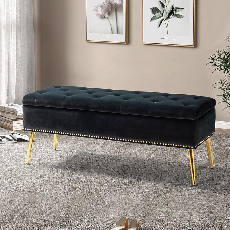 Lenore Upholstered Storage Bench with Cushion Seat - Modern Upholstered Ottoman for Bedroom, Living Room & Entryway - Multi-Functional Storage Furniture for Home Organization