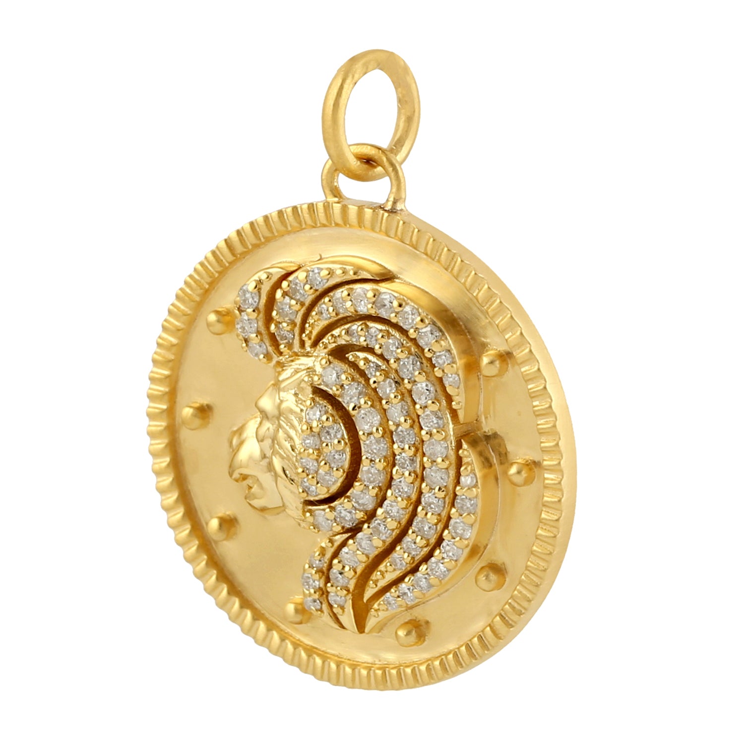 14K Yellow Gold Pave Diamond Leo Zodiac Pendant Necklace - Elegant Astrology Jewelry Gift for Women & Men | Birthday, Anniversary, Valentine's Day Present
