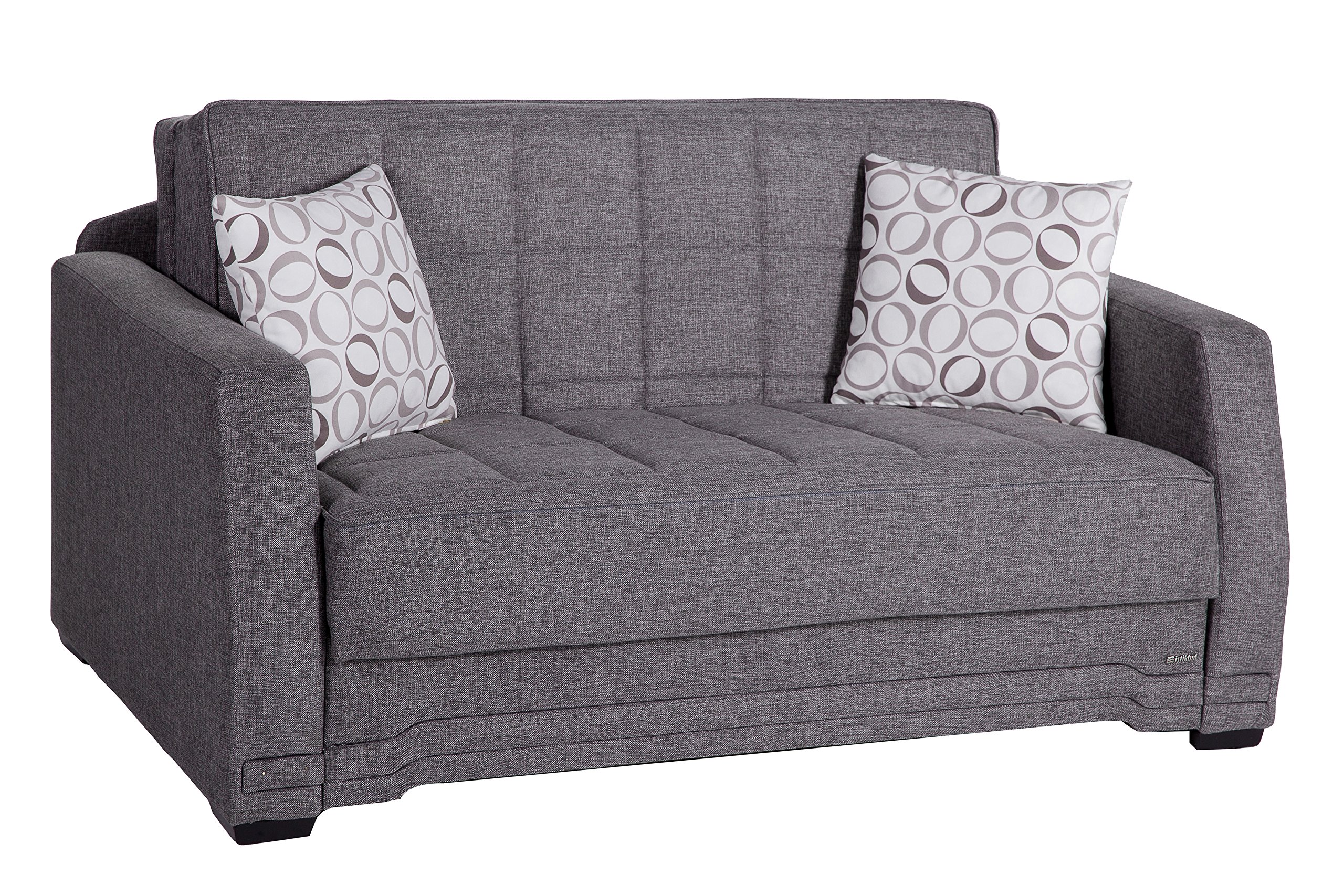 ISTIKBAL Valerie Collection Multifunctional Love Seat Sleeper Sofa Bed in Diego Gray - Convertible Furniture for Small Spaces, Living Room, Guest Room & Apartments