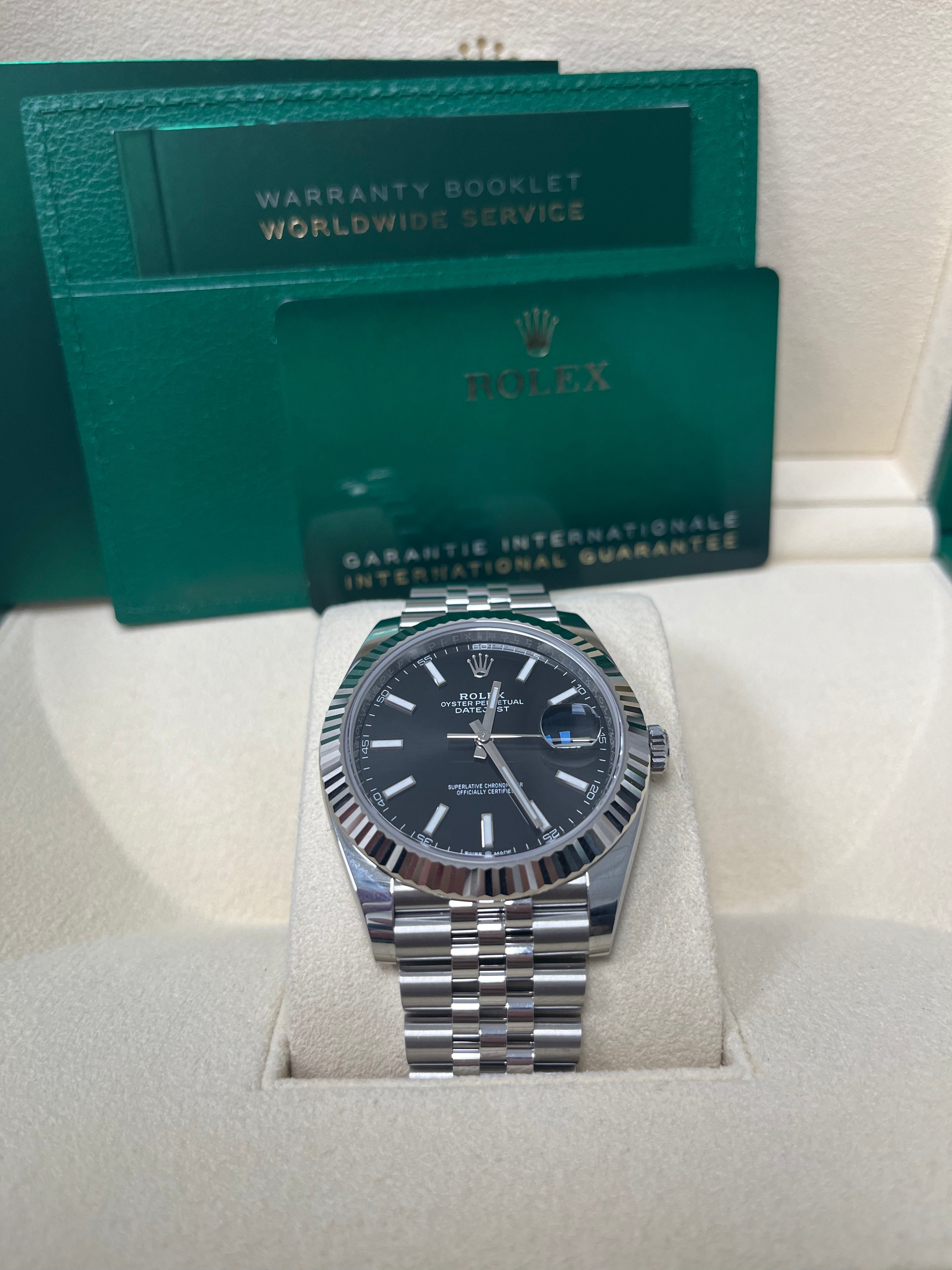 Rolex Datejust 41 Men's Watch - Stainless Steel & White Gold, Black Index Dial, Fluted Bezel, Jubilee Bracelet (Ref# 126334) | Luxury Dress Watch for Business & Formal Occasions