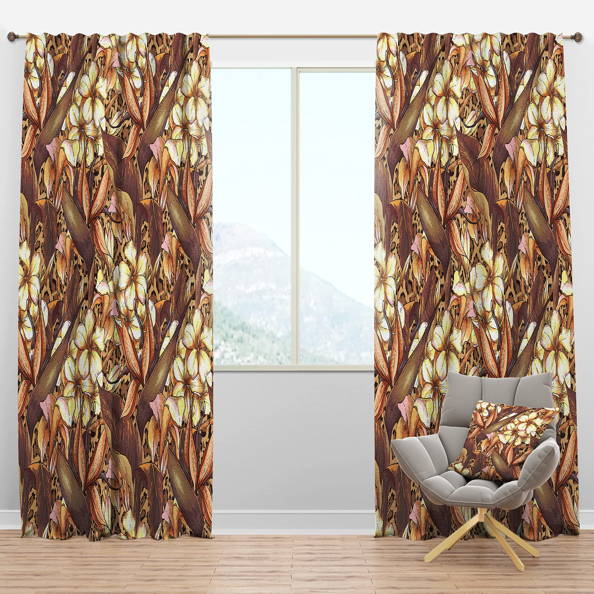 Blackout Curtains with Exotic Floral Pattern - Thermal Insulated Single Panel (52x84 inches) for Bedroom & Living Room - Perfect for Light Blocking, Privacy & Energy Efficiency