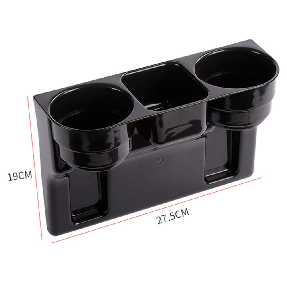 Multi-Functional 3-in-1 Car Cup Holder Organizer - Front Seat Drink Bottle Stand with Phone Holder & Storage for Wallet, Keys, Coins (Black) | Perfect for Road Trips, Commuting & Daily Driving