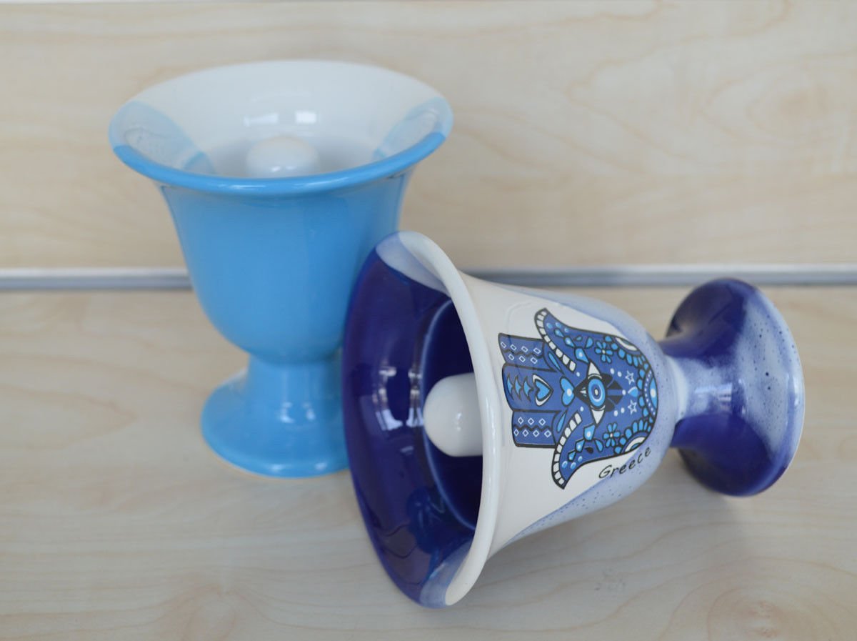 Pythagoras Cup of Justice & Tantalus Cup Set - Evil Eye Protector Design by Estia Creations | Ancient Greek Novelty Drinking Vessel for Home Decor, Gifts & Party Games
