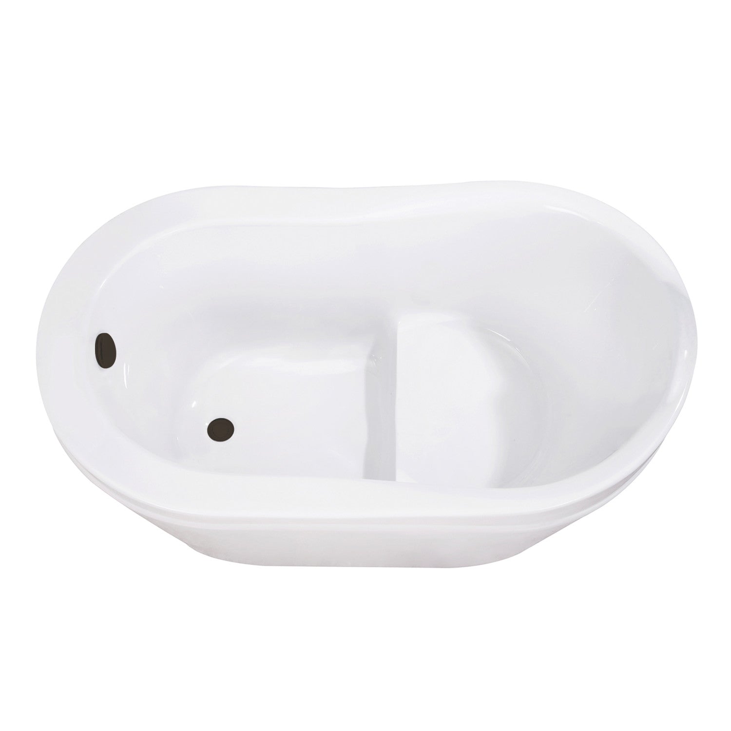 Aqua Eden 52 Inch Acrylic Oval Freestanding Bathtub with Overflow Drain & Built-in Seat - Glossy White/Oil Rubbed Bronze - Perfect for Luxury Bathrooms & Spa Retreats