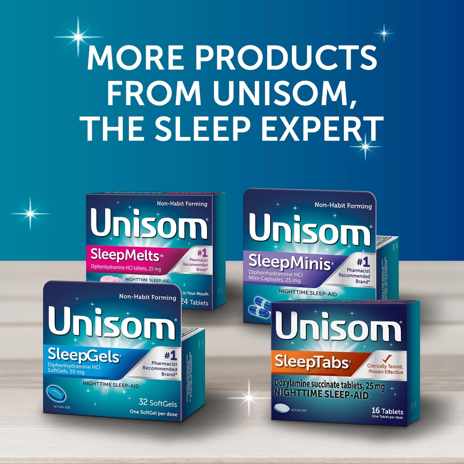 Unisom SleepTabs - Nighttime Sleep Aid with Doxylamine Succinate (80 Tablets) | Fast-Acting Sleep Support for Adults | Perfect for Travel, Jet Lag & Occasional Sleeplessness