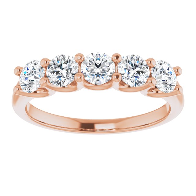 1.00 Carat Round Cut Diamond Wedding Band - 5 Stone Anniversary Ring for Women - Elegant Bridal Jewelry for Engagement, Proposal & Special Occasions