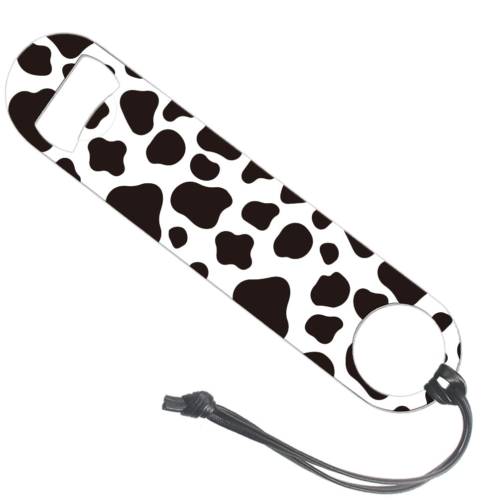 Funny Black and White Cow Print Stainless Steel Bartender Bottle Opener - Durable Bar Tool for Men & Women - Perfect Gift for Boyfriend, Girlfriend, Friends - Ideal for Kitchen, Bar, Restaurant & Home Parties