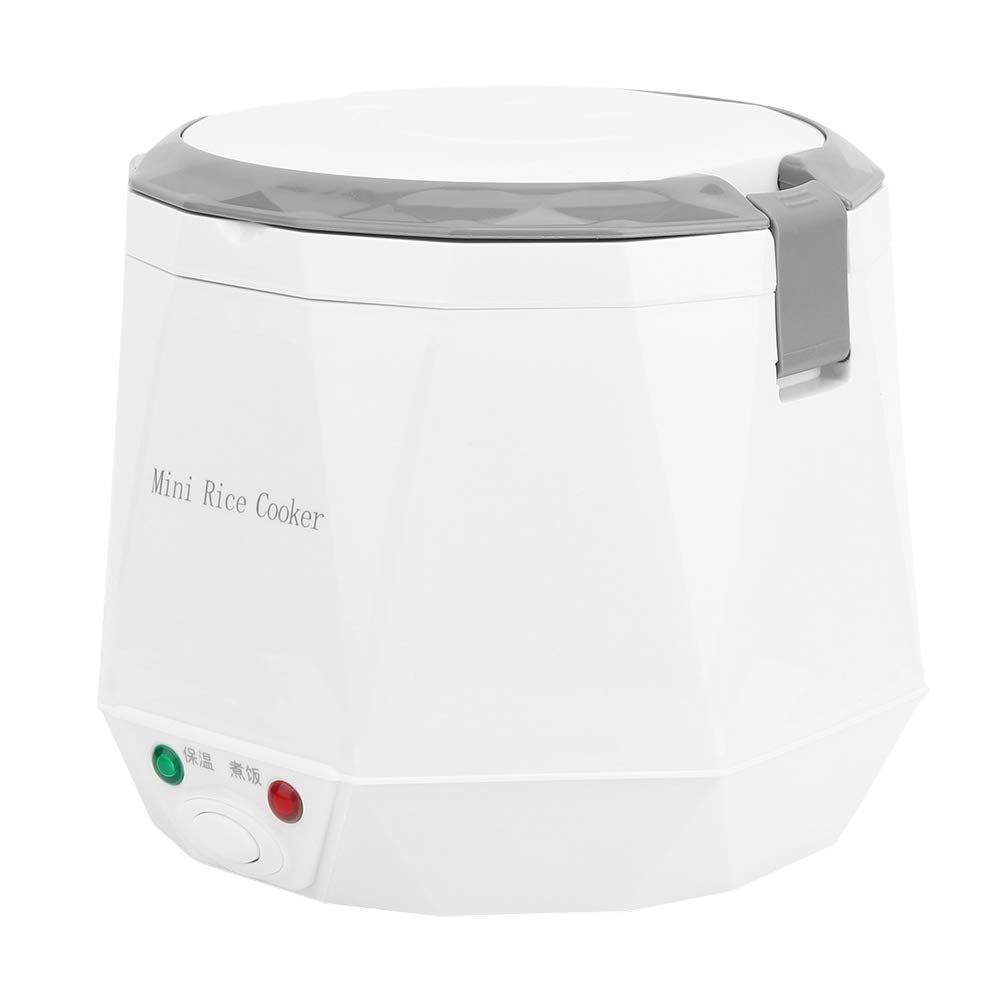 1.6L Mini Rice Cooker - 12V Portable Electric Food Steamer & Multi Cooker for Rice, Vegetables & More - Perfect for Car, Home, Travel & Camping - Compact Kitchen Appliance with Keep Warm Function (White) - Ideal for Dorm Rooms, Road Trips & Small Space Cooking